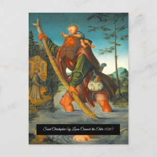 Postal Saint Christopher con el Cristo Infantil
