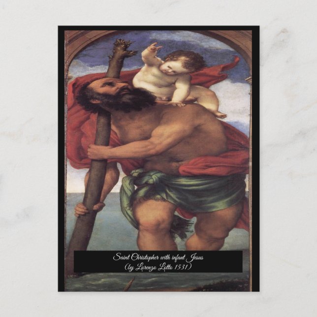 Postal Saint Christopher con el Cristo Infantil (Anverso)