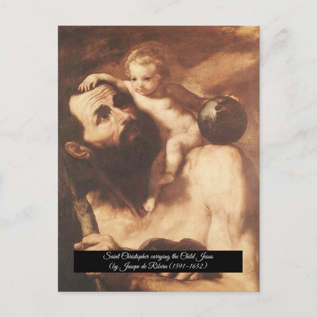 Postal Saint Christopher con el Cristo Infantil (Anverso)