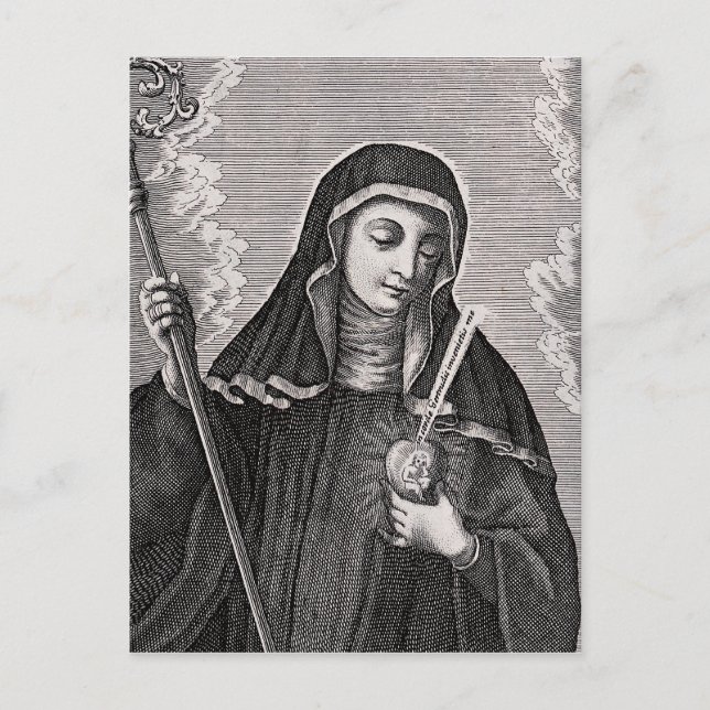Postal Saint Gertrude, el gran místico benedictino alemán (Anverso)
