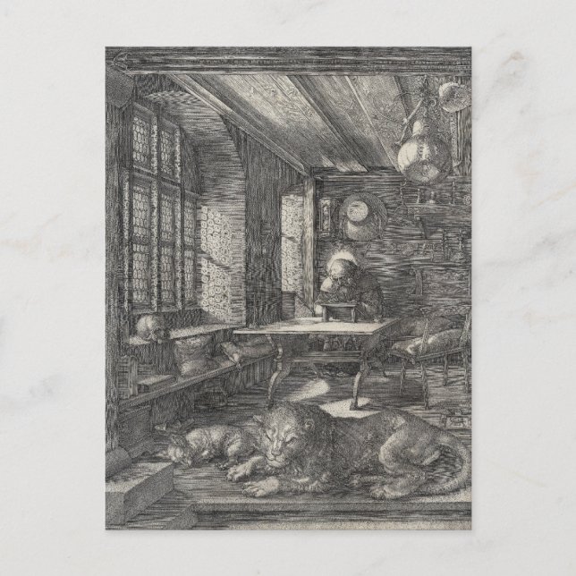 Postal Saint Jerome en su estudio de Albrecht Durer (Anverso)