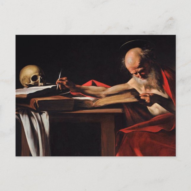 Postal Saint Jerome Escribiendo 1606 Por Caravaggio (Anverso)