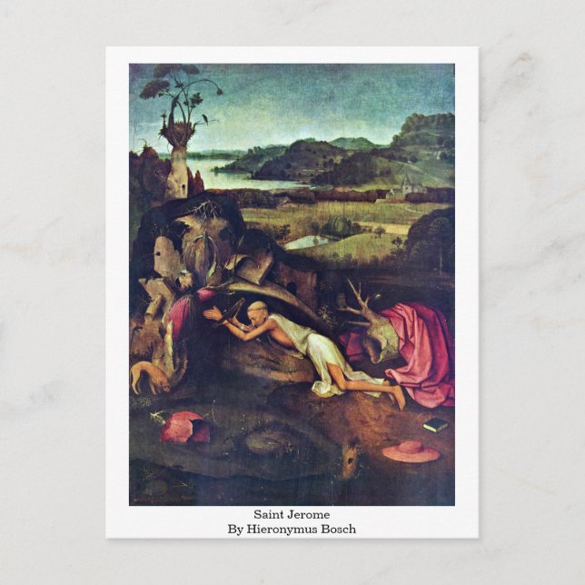 Postal Saint Jerome. Por Hieronymus Bosch (Anverso)