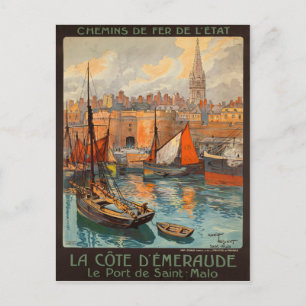 Postal Saint Malo France - Afiche de viaje francés vintag