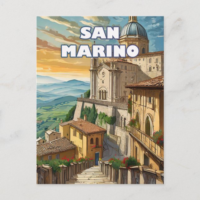 Postal Saint-Marin, enclave sereine sur le mont Titano (Anverso)