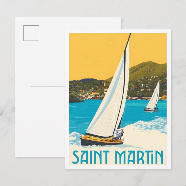 Postal Saint Martin Caribbean Vintage Travel  (Anverso / Reverso)