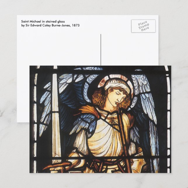 Postal Saint Michael por Sir Edward Coley Burne-Jones (Anverso / Reverso)