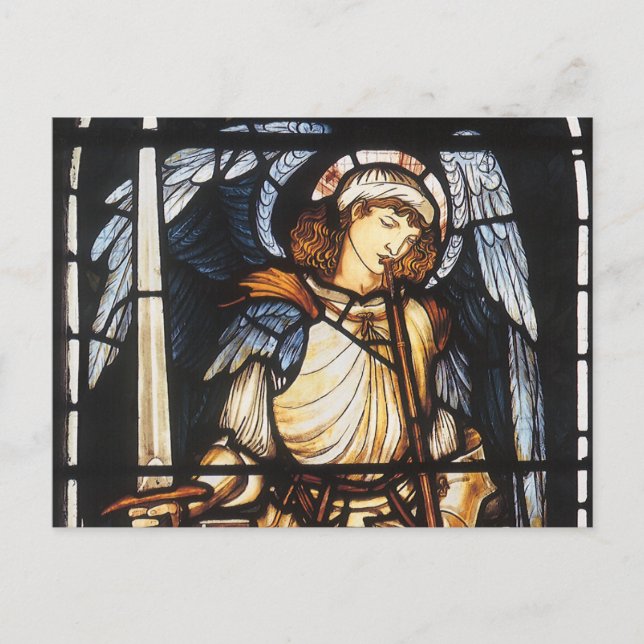 Postal Saint Michael por Sir Edward Coley Burne-Jones (Anverso)