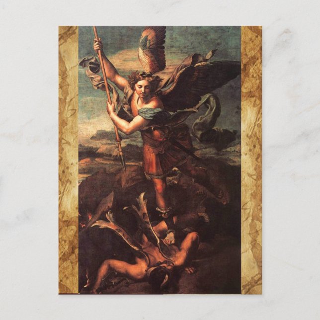 POSTAL SAINT MICHAEL VANGUISHING SATAN (Anverso)