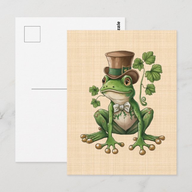 Postal Saint Patrick - Grenouille Chapeau irlandais (Anverso / Reverso)