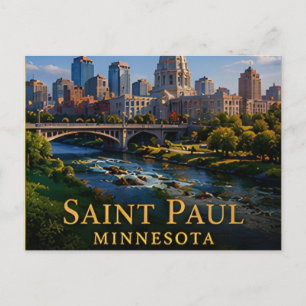 Postal Saint Paul Minnesota Río Mississippi y Capitolio 