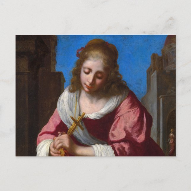 Postal Saint Praxedis, 1655 por Johannes Vermeer (Anverso)