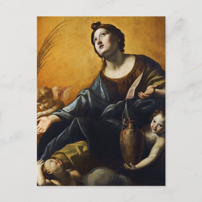 Postal Saint Praxedis por Giovanni Lanfranco (Anverso)