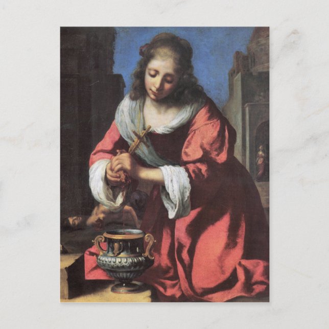 Postal Saint Praxedis por Johannes Vermeer (Anverso)
