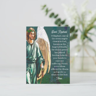 Postal Saint Raphael Healing Archangel Angel Prayer Blank
