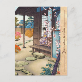Postal Saito Hodo Bijin por un motor de jardín en primave