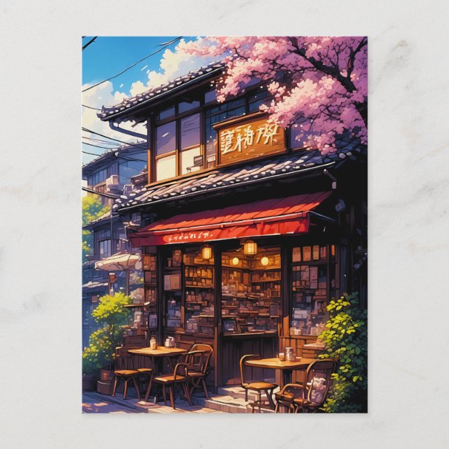 Postal Sakura Kissa - Café Flor de Cerezo (Anverso)