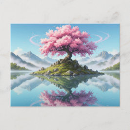 Postal Sakura Tree Lake Landscape Postcard - Artistic Asi
