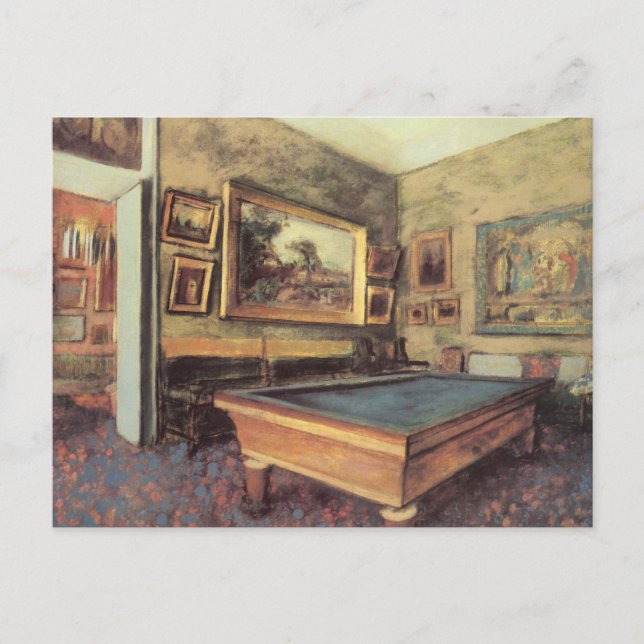 Postal Sala de billar en Menil Hubert por Edgar Degas (Anverso)