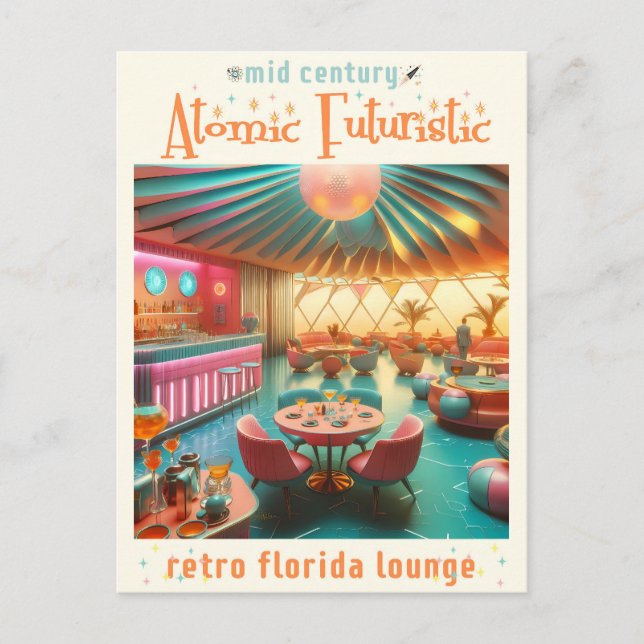 Postal Sala de estar atómica futurista retro de Florida (Anverso)