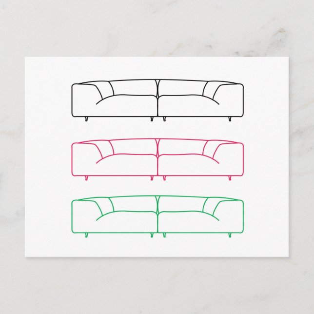 Postal Sala de estar sofá moderno (Anverso)