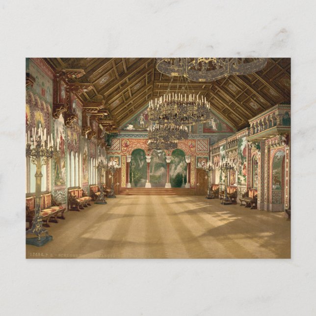 Postal Sala de Música Castillo Neuschwanstein Alemania (Anverso)