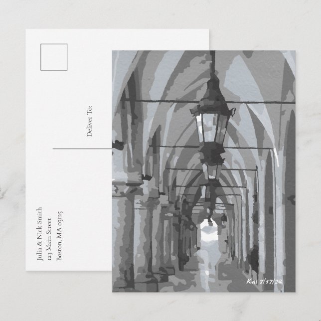 Postal Sala de Paños Cracovia, Polonia (Anverso / Reverso)