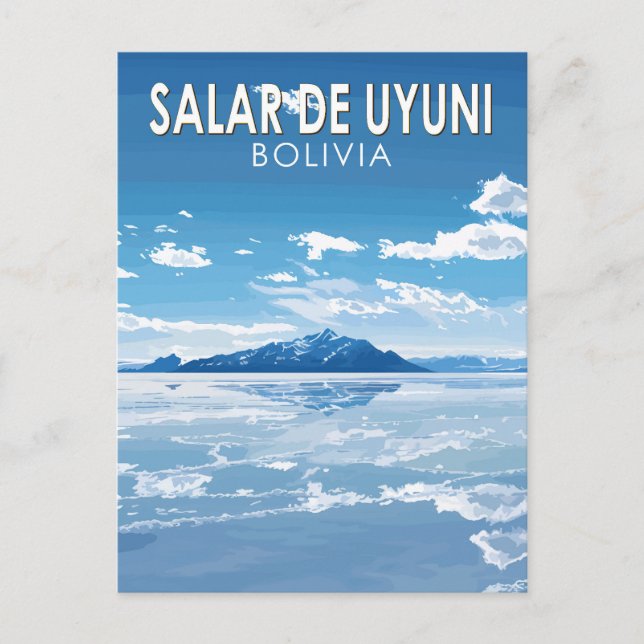 Postal Salar de Uyuni Bolivia Viaje Arte Vintage (Anverso)
