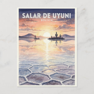 Postal Salar de Uyuni Bolivia Vintage