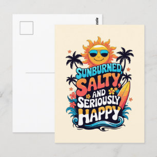 Postal Salario al sol y felicidad - Vibes de playa retro