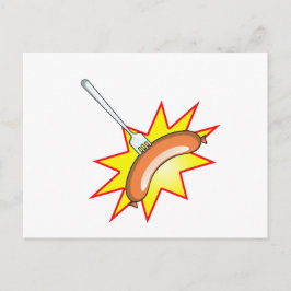 Postal Salchichas voladoras - lucha de alimentos