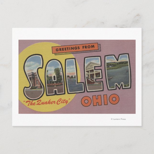 Postal Salem, Ohio (La Ciudad Cuáquera) (Anverso)