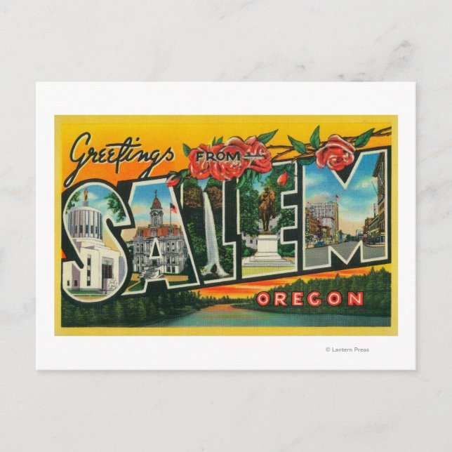 Postal Salem, OregónEscenas de letras grandesSalem, O (Anverso)