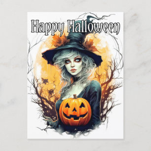Postal Salem Witch Ilustracion - Feliz Halloween
