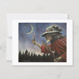 Postal Salem Witch under the Moon