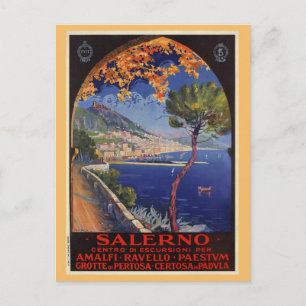 Postal Salerno Italia vintage viajes de verano y