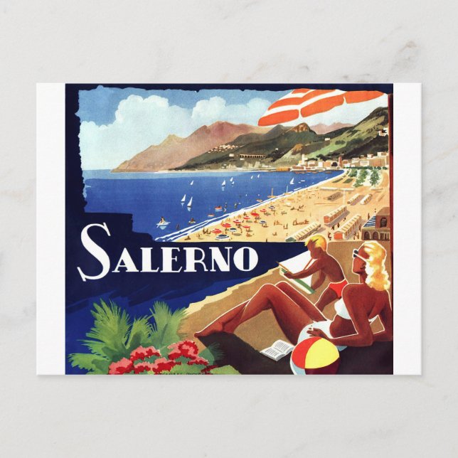 Postal Salerno, Riviera italiana, Italia, cosecha, viajes (Anverso)