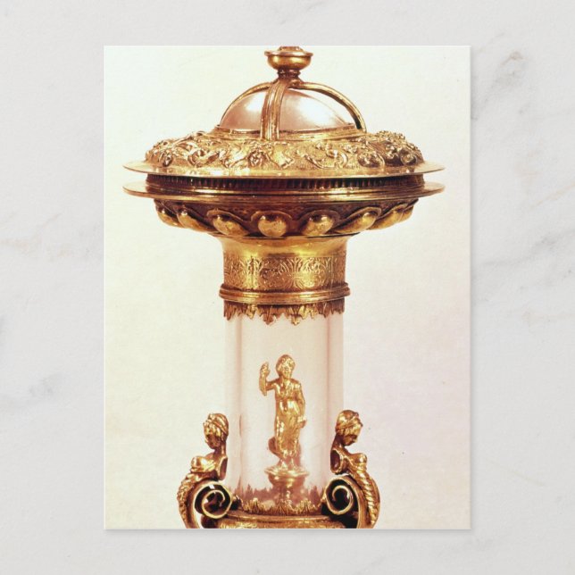 Postal Salero de pie, cristal de roca con plata dorada (Anverso)