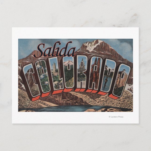 Postal Salida, Colorado - Escenas de letras grandes (Anverso)