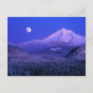 Postal Salida de la luna sobre el invierno del Mt Hood, O
