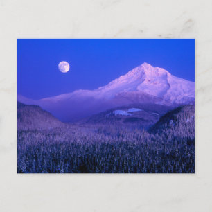 Postal Salida de la luna sobre Mt. Hood Oregon en inviern