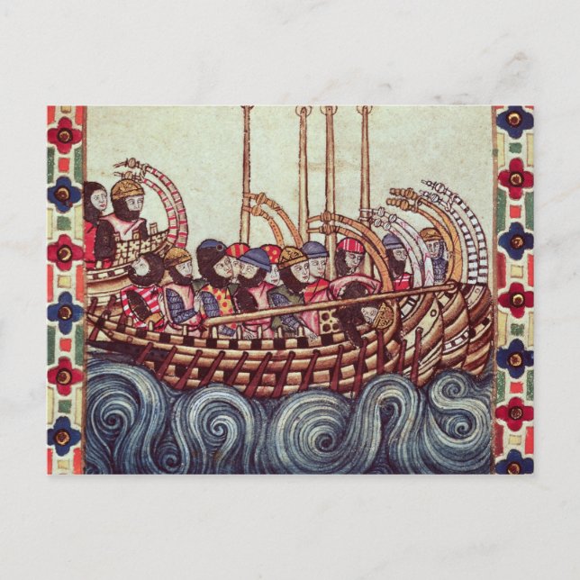 Postal Salida de un barco para las Cruzadas, (Anverso)