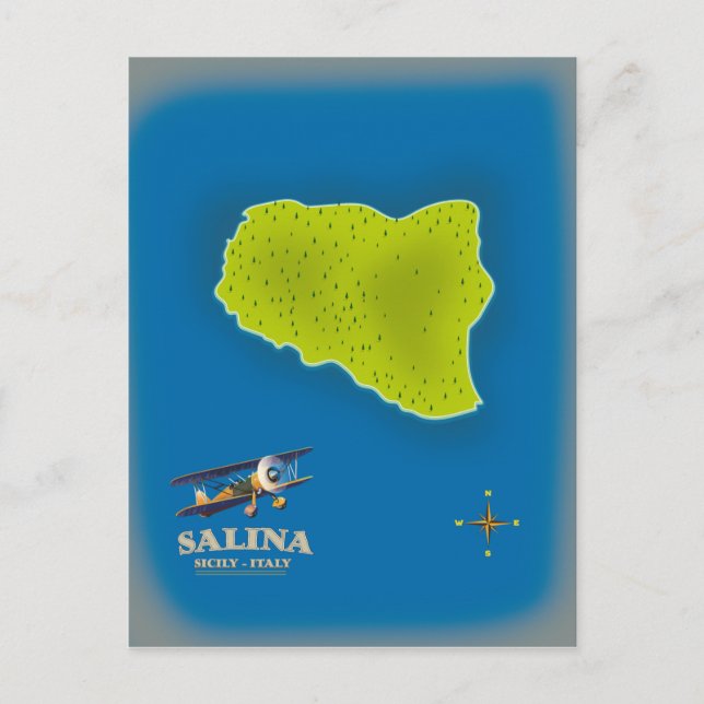 Postal Salina, mapa de viajes de Sicilia (Anverso)