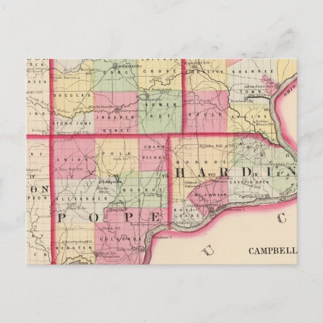 Postal Salino, Gallatin, Hardin, condados del Papa (Anverso)