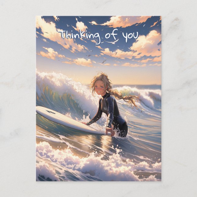 Postal Salir a coger una ola (Anverso)