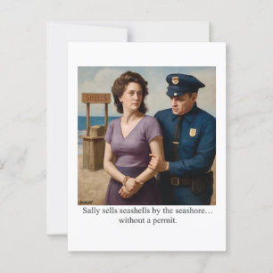 Postal Sally vende conchas a orillas del mar