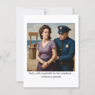 Postal Sally vende conchas a orillas del mar