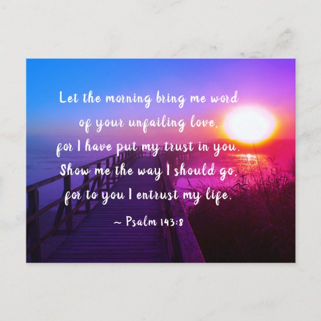 Postal Salmo 143:8 Puse mi confianza en ti, Biblia Verse (Anverso)