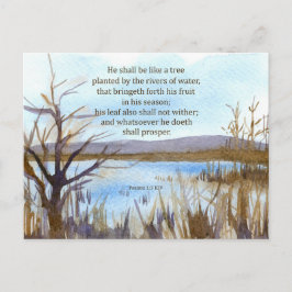 Postal Salmo 1 Escritura Versículo Bíblico Desierto Lago