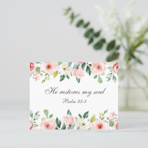 Postal Salmo 23:3 Restaura mi versión de la Biblia del Al